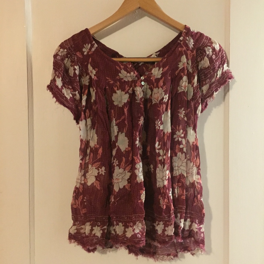 Free People Floral Blouse GUC XS